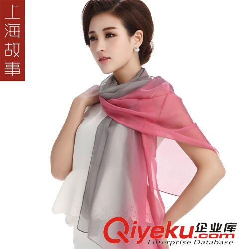 真絲長巾 上海故事2014披肩漸變色{bfb}桑蠶絲真絲絲巾女圍巾高檔禮品批發(fā)原始圖片3