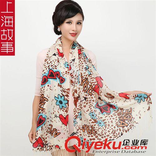 羊毛圍巾 上海故事專柜zp2014秋冬新品女士純羊毛圍巾披肩兩用廠家批發原始圖片3