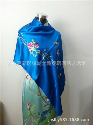 按價格分 廠家直銷百分百天然真絲手工刺繡高檔絲巾圍巾披肩真絲刺繡圍巾