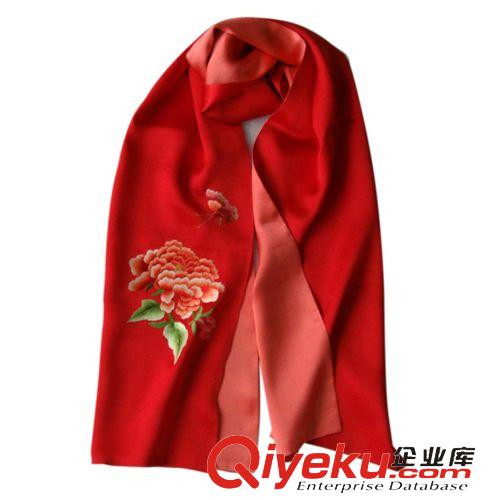 按價格分 廠家直銷百分百天然真絲手工刺繡高檔絲巾圍巾披肩真絲刺繡圍巾原始圖片2