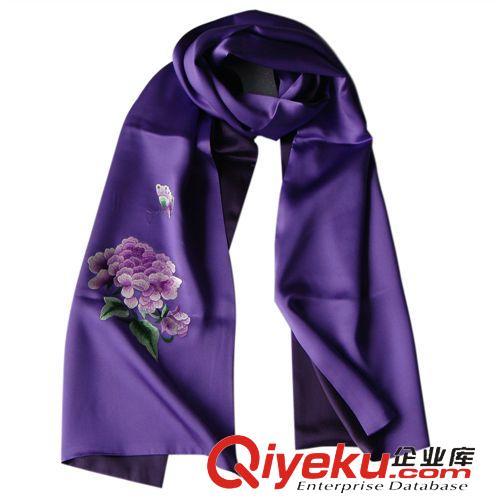 按價格分 廠家直銷百分百天然真絲手工刺繡高檔絲巾圍巾披肩真絲刺繡圍巾原始圖片3