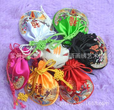 按價(jià)格分 蘇州手工刺繡福袋香包真絲繡花錦囊荷包大小尺寸多用途收納袋