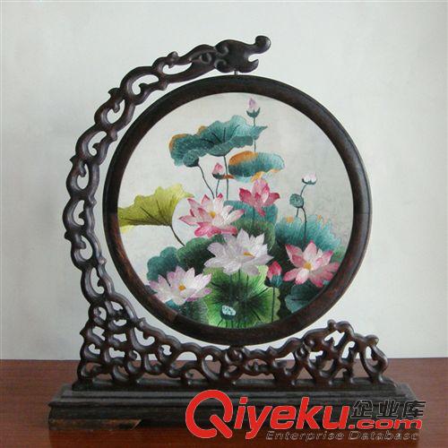 按價格分 廠家直銷精美雞翅木臺屏手工真絲刺繡工藝擺件gd送外賓商務(wù)禮品