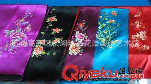刺繡服飾系列 tr桑蠶絲真絲長巾手工刺繡雙重加厚gd藝術(shù)絲巾