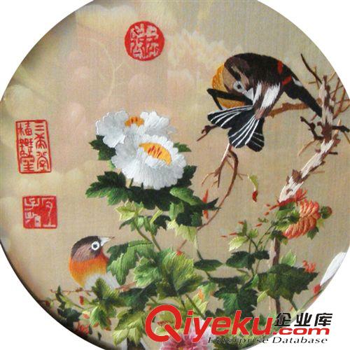 外方內(nèi)圓五福 現(xiàn)貨供應(yīng)雞翅木手工雙面刺繡花鳥曲藝架真絲蘇繡工藝擺件商務(wù)禮品