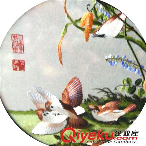 外方內(nèi)圓五福 現(xiàn)貨批發(fā)gd真絲雙面刺繡雞翅木曲藝架中國特色商務(wù)定制蘇繡禮品