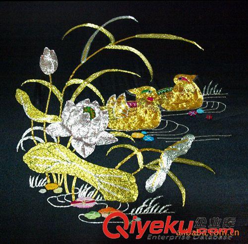 盤(pán)金繡 刺繡盤(pán)金繡立體繡3D立體繡絲綢金線(xiàn)手工刺繡特色工藝