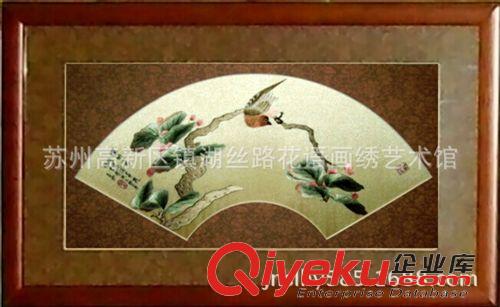 仕女人物系列 蘇州特色純手工刺繡扇形花鳥系列蘇繡禮品商務禮品可定制可印LOGO原始圖片2