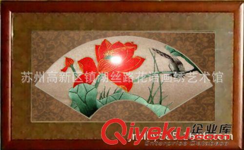 蘇繡禮品系列 蘇州手工刺繡 單面繡 扇形裝飾畫 真絲手繡 絲綢畫 梅蘭竹菊