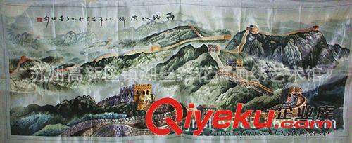 布片半成品 蘇州手工刺繡批發大尺寸山水布片純手工刺繡成品半成品原始圖片2