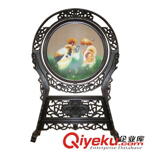 新品上架 現(xiàn)貨供應gd商務(wù)春節(jié)禮品手工真絲雙面繡圓臺屏刺繡工藝品擺件