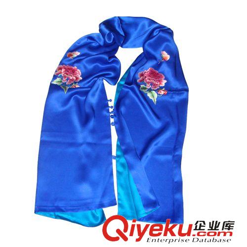 新品上架 現(xiàn)貨批發(fā)gd印花女式蠶絲披肩創(chuàng)意禮品手工精美牡丹刺繡圍巾披肩