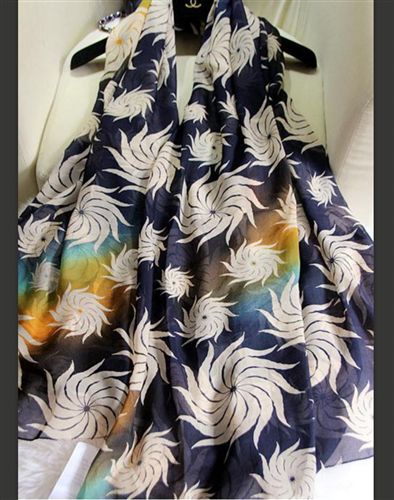 11月份新品 外貿(mào)gd歐美樹葉花流蘇仿真絲超長(zhǎng)絲巾大披肩圍巾紗巾
