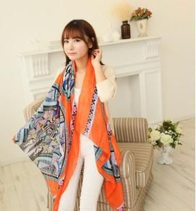 巴厘莎 2014秋冬新款巴里沙棉質(zhì)小菱形方塊腰果花圍巾女士 小清晰絲巾