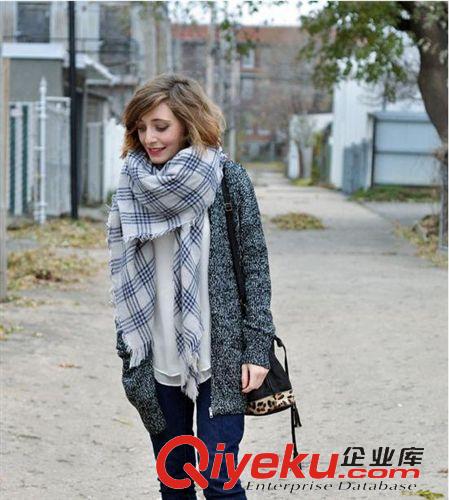 腈綸 2014新款 歐美英倫風(fēng)方格子情侶圍巾 秋冬仿羊絨保暖圍脖 批發(fā)原始圖片2