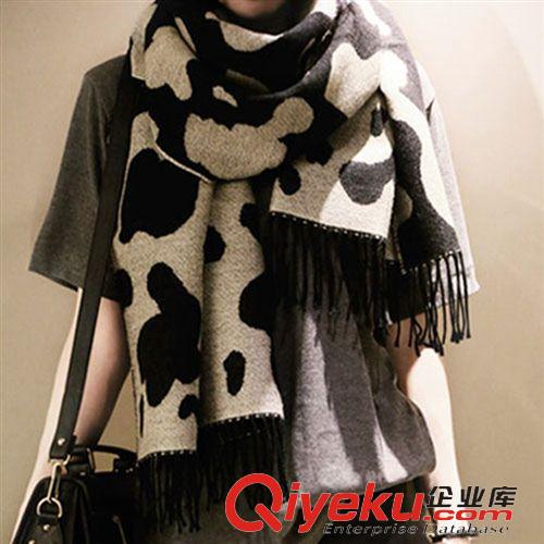 材質(zhì)分類 2014秋冬天新款 韓版斑紋豹紋奶牛仿羊絨披肩 大圍巾批發(fā)