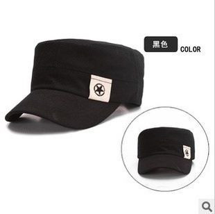 潮流嘻哈棒球帽 新款帽子 韓版潮流時裝平頂帽 五角星貼布軍帽 5色供應(yīng)原始圖片2
