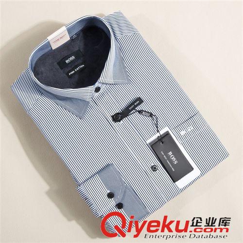 商務男裝上裝 品牌男裝新款男式加絨襯衫冬季保暖襯衫男士加絨加厚長袖格子襯衣原始圖片3