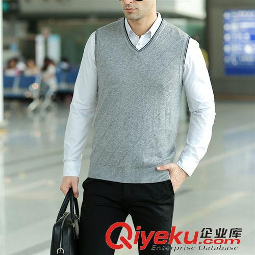 gd阿瑪尼服飾 品牌男裝2014秋冬新款男式毛線背心男士羊毛背心商務V領羊絨馬甲原始圖片2