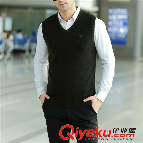 gd阿瑪尼服飾 品牌男裝2014秋冬新款男式毛線背心男士羊毛背心商務V領羊絨馬甲原始圖片3