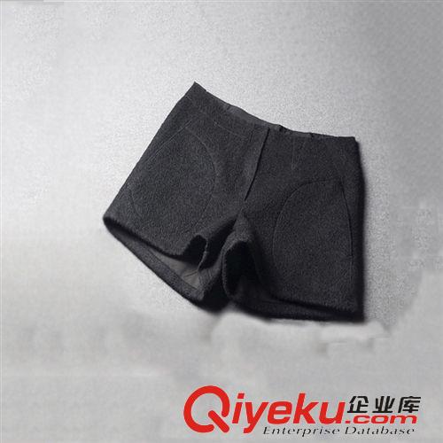 皮短褲，皮裙 歐洲站2014秋冬新款女裝英倫復古風毛呢高腰寬松短褲廠家直銷爆款原始圖片2