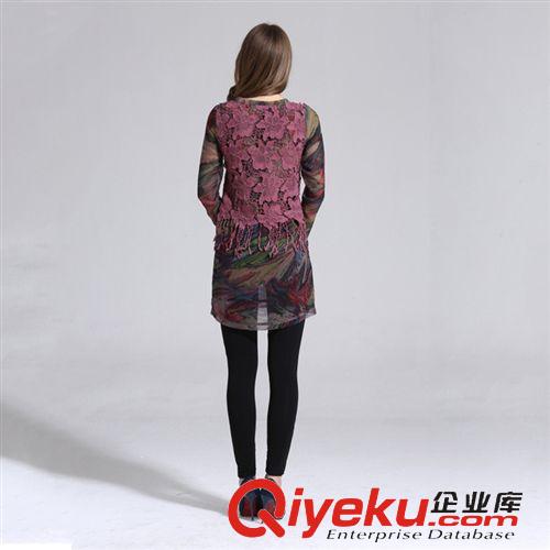 連衣裙 歐洲站2015春裝新款潮歐貨真絲連衣裙子女裝假兩件套 廠家直銷原始圖片3