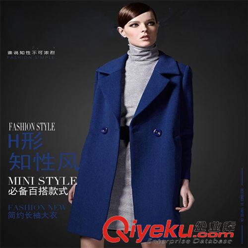 新品入口 2014秋冬呢子大衣女欧美dpgd帅气长款羊毛呢外套大衣爆款批发