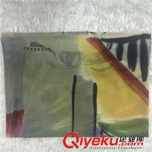 2014年爆款產(chǎn)品 14年B家手繪款荷花新款羊絨圍巾 歐美范兒 cdj批發(fā)原始圖片3