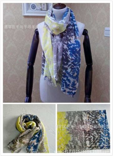 2014年爆款產品 2014年出口日本尾貨諾麗姿羊毛印花女士圍巾披肩批發甜美名媛范兒原始圖片3