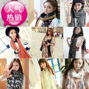熱銷產品 2014新品上新秋冬款包邊絨雪紡圍巾 時尚絲巾圍巾 廠家圍巾批發