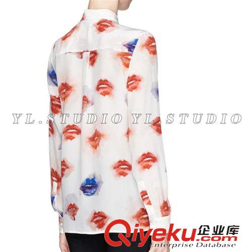 上裝 15早春新！紅唇圖案真絲襯衫式寬松連衣裙現貨原始圖片2