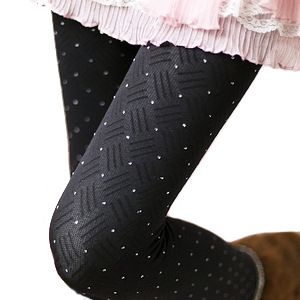 打底褲 韓國(guó)格子點(diǎn)點(diǎn)不倒絨雙層保暖九分褲女 加絨加厚打底褲秋冬款 I033原始圖片3