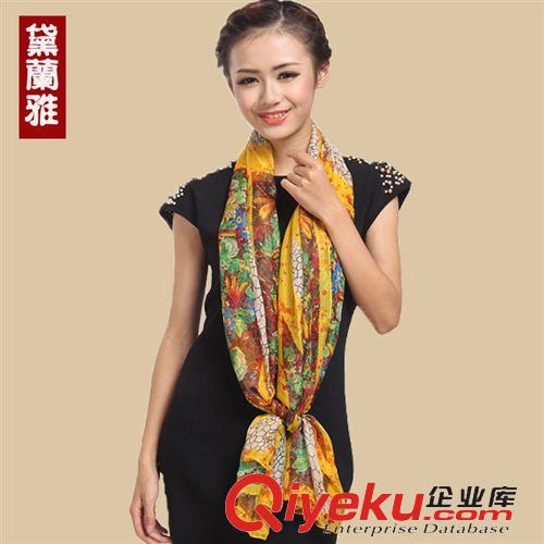 2015年印花新款 新款圍巾廠家直銷印花豹紋相間 斜紋仿真絲圍巾印花圍巾批發(fā)原始圖片3