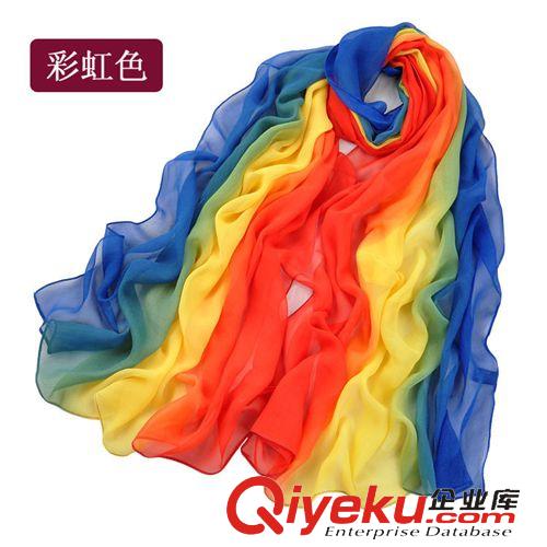 2015年印花新款 仿真絲材料超大 雪紡過渡色批發(fā) 韓版極柔手感圍巾批發(fā) 海蒂圍巾