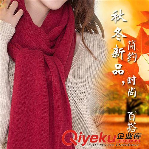 純色仿羊絨 新款純色韓版圍巾大紅羊絨圍巾 保暖圍巾秋冬新款批發 廠家直銷原始圖片2
