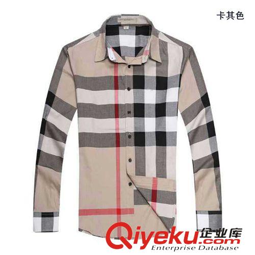 2014年新款發(fā)布 微信一件代發(fā)歐美高檔外貿(mào)經(jīng)典大格子水洗純棉長(zhǎng)袖男士襯衣襯衫原始圖片2