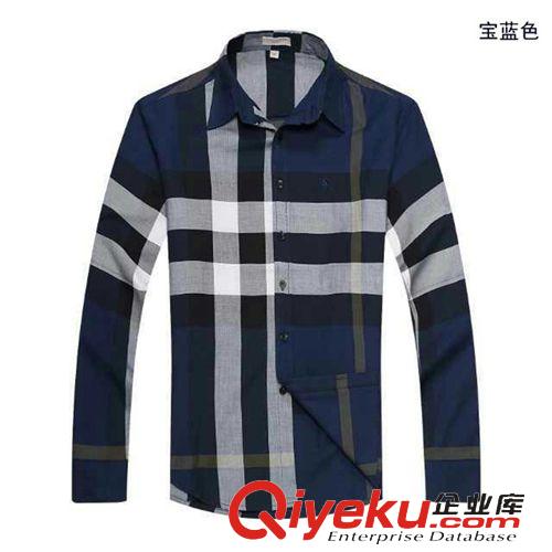 2014年新款發(fā)布 微信一件代發(fā)歐美高檔外貿(mào)經(jīng)典大格子水洗純棉長(zhǎng)袖男士襯衣襯衫原始圖片3