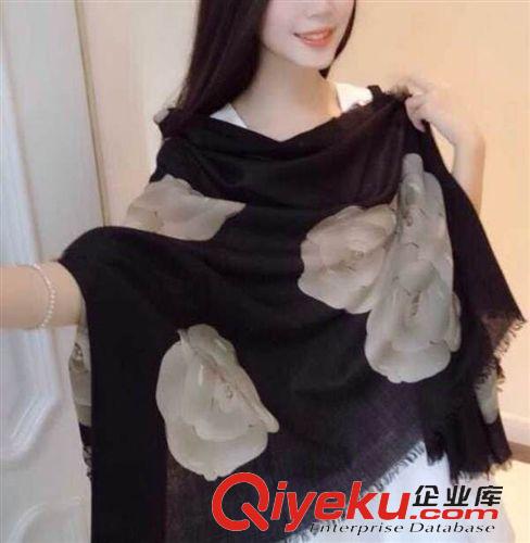 圍巾 14{zx1}微信代理一件代發外貿歐美超薄絲絨彩噴花時尚圍巾圍脖披肩原始圖片2