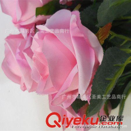 仿真花 廠家直銷 gd仿真把束玫瑰仿真花 10頭角玫gd婚慶花價格優(yōu)惠原始圖片2