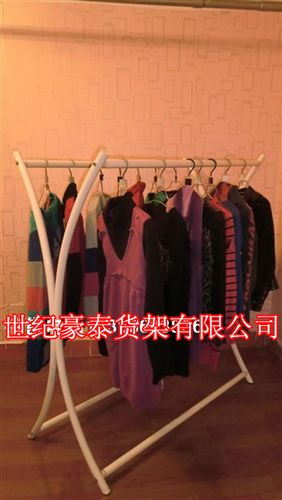 服裝貨架系列 服裝店衣架展示架 落地 中島架/雙杠 白色鐵藝服裝道具貨架原始圖片2