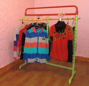 服裝貨架系列 服裝店衣架展示架 落地 中島架/雙杠 白色鐵藝服裝道具貨架原始圖片3
