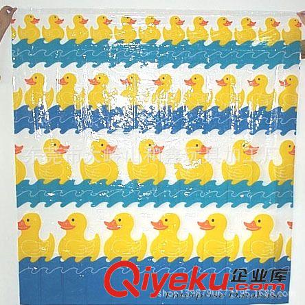 浴簾 外貿(mào)原單出口環(huán)保pvc掛簾，鴨子印花門簾，防水浴簾