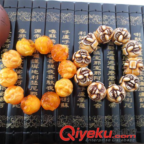 佛珠 念珠手串 仿蜜蠟?zāi)钪?笑佛佛珠手串 佛教用品 中老年男女把玩件原始圖片3