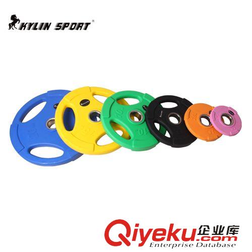 家用健身精品 工廠批發PU彩色杠鈴片大孔徑手抓三孔鈴片 配套奧桿使用無味環保原始圖片2