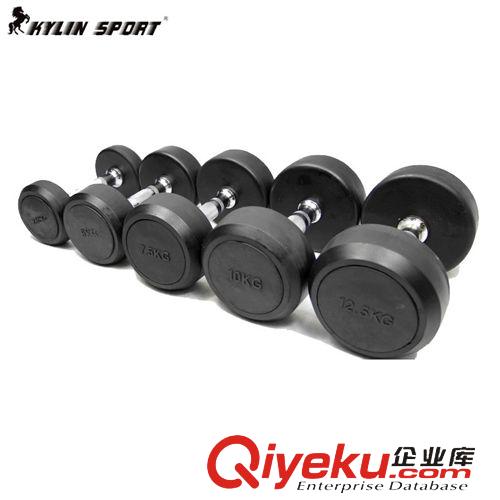 健身房固定式器材 工廠批發2.5/5/7.5/10/12.5/15/17.5/20KG規格健身房圓頭包膠啞鈴