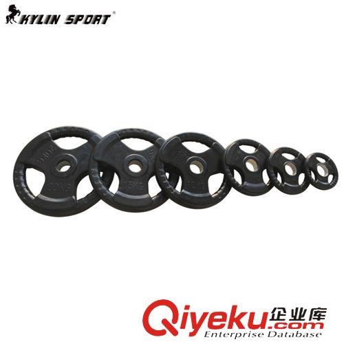 健身房固定式器材 工廠批發黑色三孔包膠手抓大孔杠鈴片tr耐摔奧桿啞鈴商用舉重片