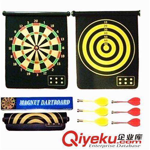 體育用品 15寸卷簾磁性飛鏢 安全磁鐵飛鏢 雙面標(biāo)靶 飛鏢靶 帶6鏢