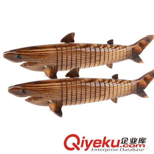 1月上新 景區地攤熱賣玩具 兒童木制仿真鯊魚動物模型 工藝品家居擺件原始圖片2