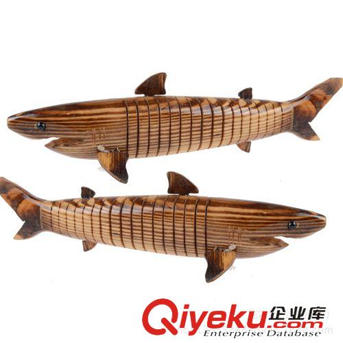 1月上新 景區地攤熱賣玩具 兒童木制仿真鯊魚動物模型 工藝品家居擺件原始圖片3