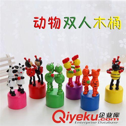 益智玩具 新奇木制拉線動物木桶 一指玩搖擺動物 地攤熱賣玩具 玩具廠家